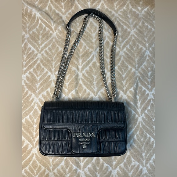 Prada Chain Flap Shoulder Bag Diagramme Nappa Gaufre  Small - Picture 1 of 16